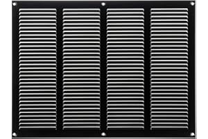 Steinberg14 Grille d'Aération Rectangulaire 400x300mm - Noire Grille de Ventilation en Métal - Registre d'évacuation d'air Avec Moustiquaire - Couvercle d'évent Interne pour Mur et Plafond