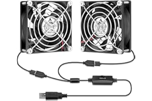 GDSTIME 80mm USB Fan 5V PC Fan 2 In 1 3-Speed Controller 2500 RPM 8CM Case Computer Cooling Fans For Cabinet XBox Router DVR TV Box