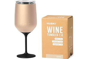 Huski Wine Tumbler 2.0 | New | Award-Winning Design with Detachable Stem | Premium Stainless Steel Wine Glass with Lid | Triple Insulated Tumbler | 355ml Capacity | Great Gift (Champagne)