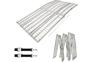 ‎TRUTZHOLM TRUTZHOLM Auffahrrampe Breitrampe 3-teilig klappbar 305 cm Länge 105cm Breite Alu grau Motorradrampe einzeln nutzbar Flexibler Einsatz ATV Rasenmäher Pickup Rampe