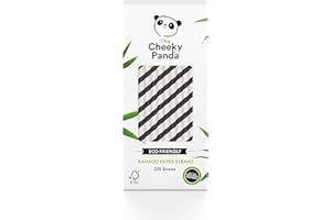 The Cheeky Panda Pailles Carton Jetables | Noir et Blanc | Lot de 250 Paille Bambou