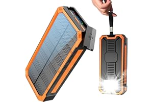 PAIDASHU Solar Power Bank 20,000 mAh, PD20W Waterproof Solar Charger USB C External Battery Solar Chargers with Outputs, Power Bank for Smartphones, Tablets and More