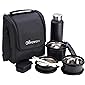 Oliveware Teso Lunch Box with Bottle - Black | 3 Stainless Steel Containers and Pickle Box and Assorted Steel Bottle…