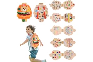 Heypappy Busy Board,12 in 1 Montessori Busy Board Feltro,Montessori Didattici Libro Sensoriale Educativo, Giocattolo per Abilità Motorie con Cintura Zaino Regalo Bambino Compleanno Natale