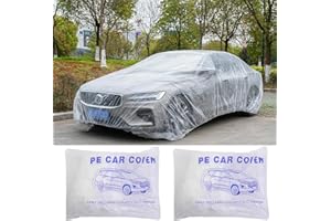 KASMOLE 2 Pièces Housse Voiture Plastique - Voiture Transparente - Bâche Voiture Étanche Respirante - Housse D'extérieur pour Automobiles, Housse Véhicule avec BanÉlastique