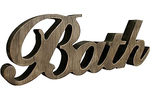 CVHOMEDECO. Segno di parole in legno vintage rustico, bath indipendente, bagno/parete di casa/arte della decorazione della porta (Naturale 2)