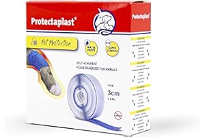 Protectaplast Benda autoadesiva Blu per Animali Domestici (3cm x 4,5 m) - Bendaggio coesivo Senza Lattice e Colla per Cani, Gatti, Cavalli - Benda per ferite e articolazioni di Cani e Gatti