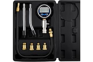 eROOSY Kompressionstester, Kompressionsprüfer Benzin, Auto Kompressionstester, Digital Kompressionsprüfer mit Adapter & Schlauch (Schwarz)