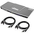 TESmart 4x1 HDMI KVM Switch 4K@60Hz 4:4:4 Ultra HD | 4 Port KVM Switcher 4 in 1 out with 2 pcs of 1.5 m KVM Cables Supports USB 2.0 Devices Control up to 4 computers/servers/DVR- Mystic Grey