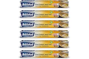 BBLISS Foil and Parchment Paper 2 in 1 Easy to Shape 5m x 30cm | Durable and Tear Resistant | Non-Stick Coating - Pack of 6 Rolls