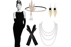 weeyin Accessori Anni '20, accessori costumi donna anni '20 Costume Gatsby Fascia Flapper Halloween con capelli, accessori Charleston abito anni '20 e '30, costume da donna di Halloween per Natale