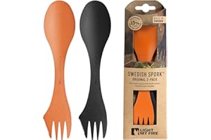 ‎LIGHT MY FIRE Light My Fire Spork Original Göffel 2-Pack 3-in-1 Campingbesteck - Löffel, Gabel, Messer - Reisebesteck - BPA-Frei & Bio-Basierter Kunststoff