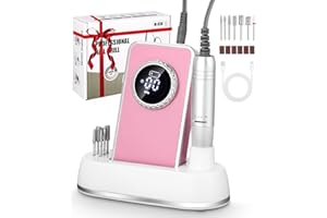 Cexovo Torno para Uñas Profesional 50000RPM,Taladro Eléctrico para Uñas Profesional,Lima Electrica Uñas,Kit de Lima Portátil para Uñas de Gel con Pantalla LED para Hogar y Salón