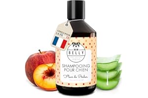 BELLY OUR MUTUAL FRIEND Belly® Shampoing Chien Anti Odeur - 250ml - Arôme de Pêche - pH Équilibré - Vegan - sans Silicone ni Paraben - Shampoing pour Chien Hydratant et Adoucissant à Base de Fleur de Pêcher & Camomille