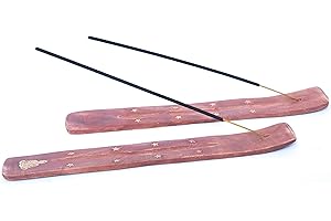 2 x Wooden Incense Stick Holder with brass inlay by Giftbrit