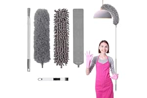 Yolistar 5 Pezzi Spolverino per Polvere,Spazzole,Bastone Telescopico per Pulizia,Bendable Corner Broom,Togli Ragnatele Allungabile 38-250cm,per Tetti Interni,TV,Ventilatori a Soffitto,Uffici