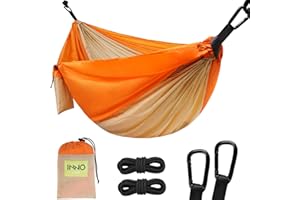 HAPPYPICNIC INNO Stage Camping Hammock - Portable Hammocks Single with 2 Tree Straps, Lightwight Camping Gear for Hiking, Backpacking, Hunting, Outdoor, Beach - Orange