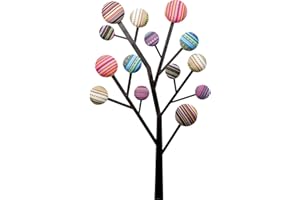 Kare Design Appendiabiti Bubble Tree, Forma Albero, Multicolore, 111X65X7Cm, 6 Ganci Ornamentali Tipo Bottoni