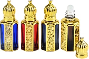 Dynaeuty 4 Pcs Roll On Vuoto per Oli Essenziali, 12 ml Mini Porta Profumo da Viaggio Portatile Ricaricabile Bottiglia Dispenser Bottiglia per Profumo, Olio Essenziale, Aromaterapia #A