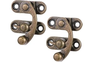 MOZEAT LENS Schnell Verschluss, 2 Stück Antik Vintage Bronze Schlossverschluss Kleine Riegelhaken Schwenkarm Rechts Vorhängeschloss Riegelhaken Mit Schrauben Für Kleine Holzkiste, Schmuckschatulle, Weinkiste
