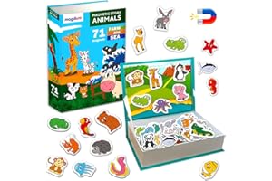 MAGDUM Zwierzęta książka magnetyczna – 71 magnesów dla dzieci na tablicę magnetyczną – magnesy na lodówkę – zabawki magnetyczne dla dzieci – zabawki magnetyczne dla dzieci od 3 lat – zwierzęta