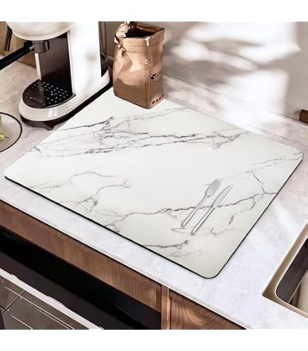 Solday Tappetino Macchina Caffè Tappetino Assorbente Per Scolapiatti - 50x30cm Antiscivolo Grigio | Per Macchina Caffè E Lavello Cucina Tappetino Antiscivolo Lavello - 6