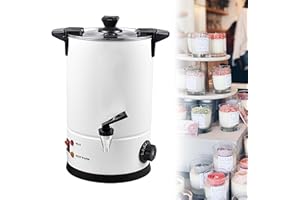 MegiaExist 5L Wachsschmelzer für die Kerzenherstellung, Großer Wachsschmelztopf mit Ausguss, Kerzenherstellung Kit, DIY Kerzen Schmelztopf Elektrisch, Elektrischer Wachsschmelztopf Edelstahl