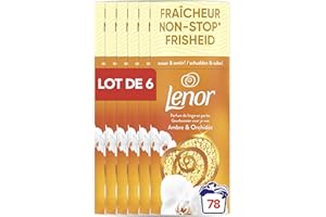 Lenor Parfum De Linge En Perles, Environ 78 lavages (155g x6), Parfum Ambre Et Orchidée, Jusqu’à 12 Semaines De Fraîcheur Continue, Même Dans L’Armoire, Intensité Personnalisable