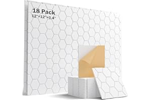 Acoustic Panels Self-Adhesive, Soundsbay 18 Pack Sound Proofing Panels High Density Honeycomb Sound Absorbing Panels for Wall, Recording Studios, Home Office 30x30x0.9cm
