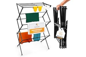 TIMELEOS Suszarka na pranie, zajmuje ma?o miejsca, trwa?a i wytrzyma?a suszarka na pranie, sk?adana, 6 poziomów z 11 dr??kami, sk?adana i wysuwana wie?a na pranie w kolorze czarnym