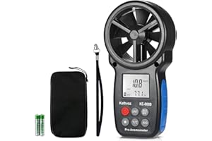 Digital Wind Speed Anemometer Handheld, Kethvoz Windspeed Gauge with Wind Chill Sensor to Measure Air Flow Velocity Temp w/MAX/MIN/AVG, for Drone Fly Climbing Windsurfing Sailing HVAC KE-866B