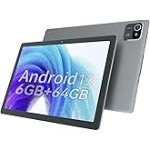 Hakaug Android 13 Tablet, 10 Inch, 6GB RAM 64GB ROM, Dual Camera, 5000 mAh Battery Touchscreen Tablet-PC (Gray)