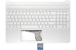 Jxjslp Replacement Upper Case Palmrest for HP 15T-DY 15-DY 15-EF 15Z-EF 15s-eq 15s-fq 15s-er 15s-fr Series Laptop Top Cover Non-Backlit Keyboard Assembly M17184-001 L63578-001 Natural Silver