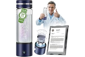 Lozltx Next-Gen Wasserstoff Wasserflasche 【2025 Innovation IHSA-Zertifiziertes H₂/O₂-Trennsystem】【Nr.1 Doppelter Wasserstoffgehalt】 Wasseraufbereitung in 3 Minuten, Blau 420ML