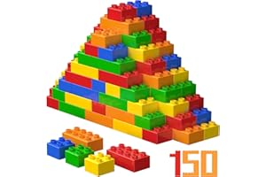 WYSWYG Große Bausteine-Set, 150 Teile Steine in 5 Farben, Kompatibel - Ideal für Kinder ab 2 3 4 Jahre