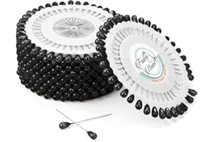 Faden & Nadel 480 alfileres con cabeza de gota, color negro, longitud aprox. 38 mm