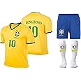 MIHE Brazil Fans Legend Ronaldinho Fenomeno Kids Home/Away Jersey 11-13 Years Old Ronaldo