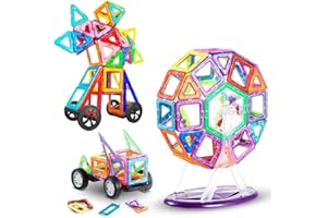 LIVEHITOP 116 Piezas Bloques de Construcción Magnéticos – 3D Juego Imanes Juguete Educativo Creativo Cumpleaños Regalo día del niño Reyes Magos para Niños y Niñas más 3 Años