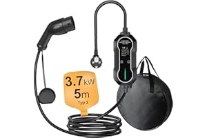 Hanstars Typ 2 Ladekabel 3.7KW, 16A, 5m Kabel–EV Ladekabel, Ladekabel Typ 2 Schuko für Elektrofahrzeuge, mit tragbarer Tragetasche