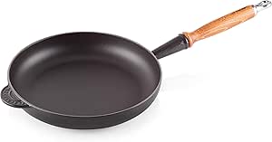 Le Creuset Gusseisen-Bratpfanne mit Holzgriff, Rund, &Oslash; 26 cm, F&uuml;r alle Herdarten inkl. Induktion geeignet, 2,97 kg, Schwarz