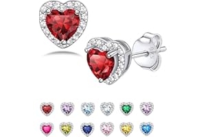 Seleneva Birthstone Stud Earrings for Women Sterling Silver Dainty Earrings Crystal Zirconia Stud Earrings Birthday Christmas Valentine's Day Jewellery Gifts for Mum Sisters Girlfriend