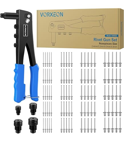 Kit Pince à Riveter Professionnelle Libraton - 120 Rivets + 4 Buses + 4 Forets - Outil Rivetage Manuel