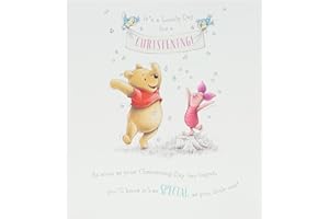 UK Greetings Urocza kartka z życzeniami na chrzest - kartka z chrztem Kubuś Puchatek - kartka na chrzest Disneya - kartka do chrztu dla chłopca - kartka na chrzciny dla dziewczynki, Multi,