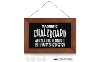 DOLLAR BOSS 20 x 30cm A4 tableau à craies noir magnétique pour le mur, ardoise craie cadre en bois style vintage, tableau craie mural tableau noir tableau à craies suspendu