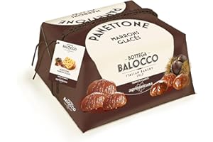 BOTTEGA BALOCCO Panettone con Marrons Glacés 750gr - Incartato a Mano - Realizzato in collaborazione con Agrimontana- Made in Italy