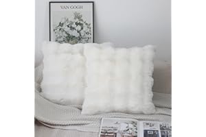 NIULAA Kremowe poszewki na poduszki 40 cm x 40 cm, opakowanie 2 szt., miękkie, puszyste sztuczne futro, grube, pluszowe, luksusowe poduszki dekoracyjne, do sypialni, na sofę, 40 x 40 cm, styl