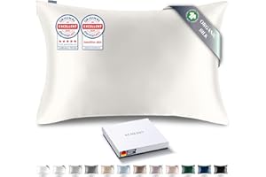 ‎RENESSY RENESSY Kissenbezug aus 100% Bio-Seide 50x70 cm - 22 Momme Maulbeerseide, Güteklasse 6A, Oeko-Tex zert. in Deutschland - Luxus für Haar und Haut, 1 Stück (Naturseide Off-White)