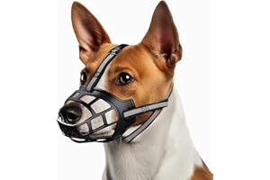 FALUCKYY Breathable Soft Silicone Dog Muzzle Basket,Pet Muzzle to Prevent Biting Barking with Reflective Strip,Adjustable Dog Training Muzzle Pant & Drink Friendly for Small, Medium, Large Breeds
