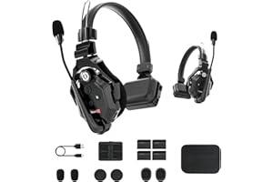 HOLLYVIEW Hollyland Solidcom C1 [Oficial] Sistema de Intercom Inalámbrico Full Dúplex Alcance 350 m Auriculares Inalámbricos para 2 Usuarios Comunicación en Equipo 168 g Single-sided Headset 1 Master & 1 Remote
