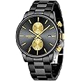 NIBOSI Men's Watch Analog Quartz Black Dial Wrist Watch for Men Business Waterproof Military Stainless Steel Gold Dress Watch Auto Date